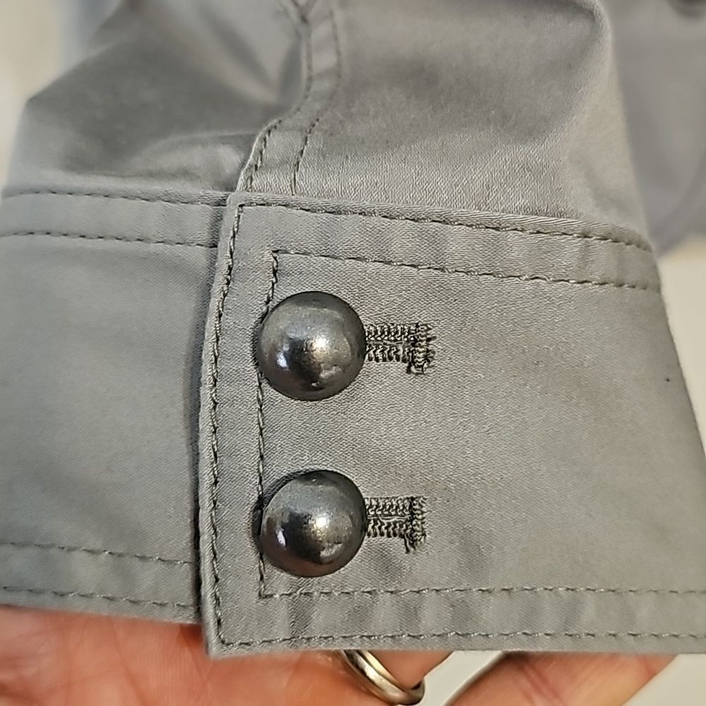 WHBM Womens Gray Button-Front Utility Jacket - Picture 3 of 8
